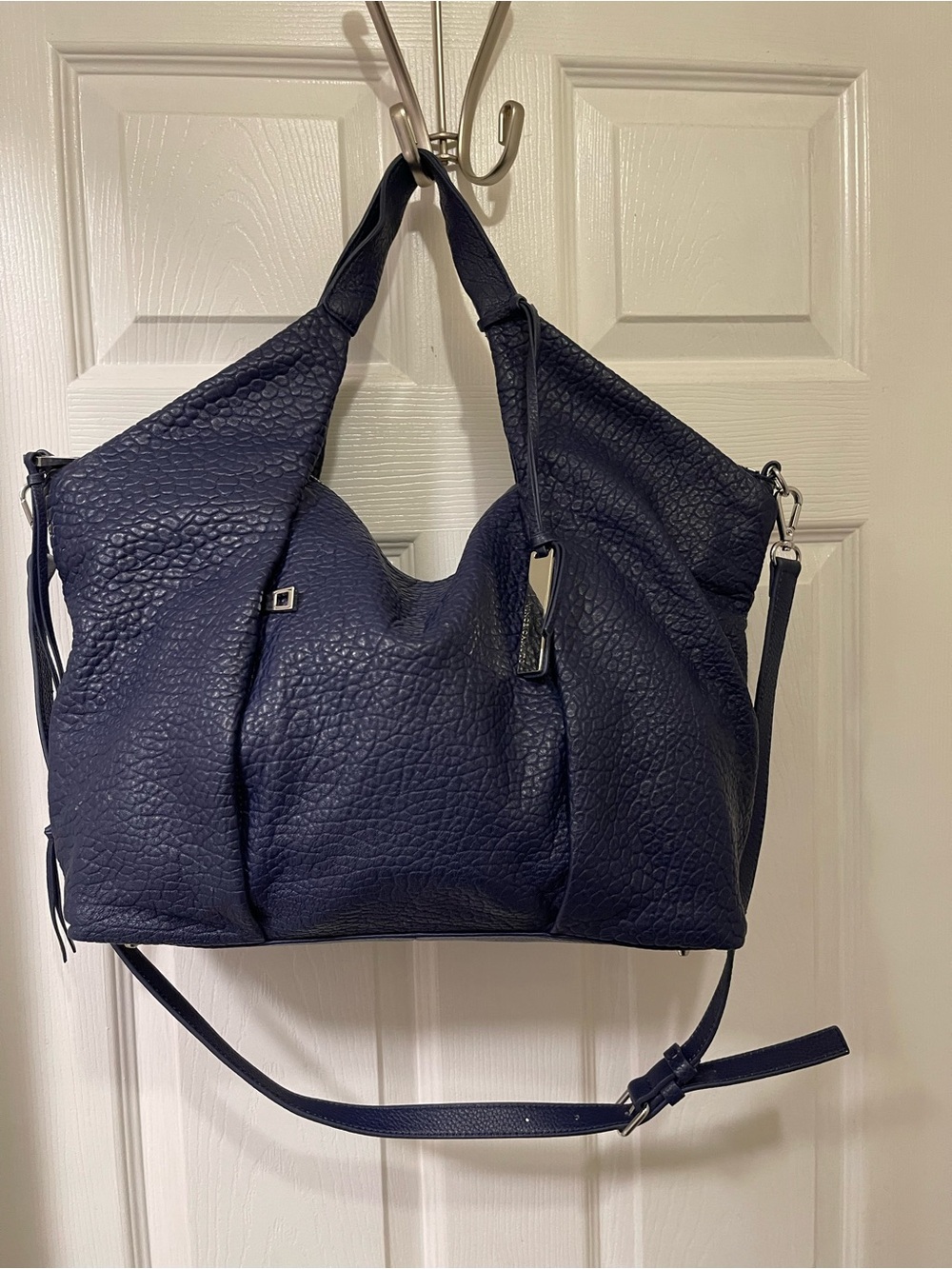 Vince Camuto Navy Textured Hobo Shoulder Bag